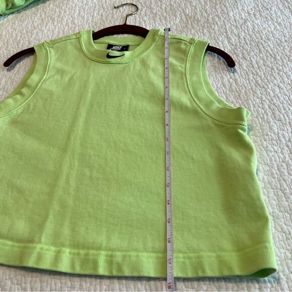 NIKE Neon Green Cropoed Lightweight Hoodie & Matching Tank Top Small Acid Wash - Picture 15 of 15